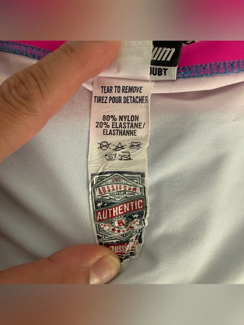 AussieBum Men’s Pink Blue Square Cut Swim Trunk Size L Made in Australia
